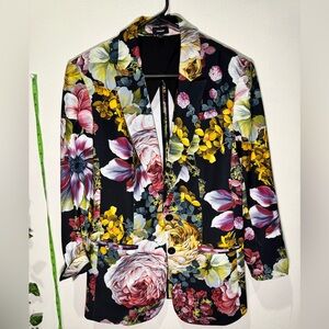 Express Floral Blazer - Black, Yellow, Pink